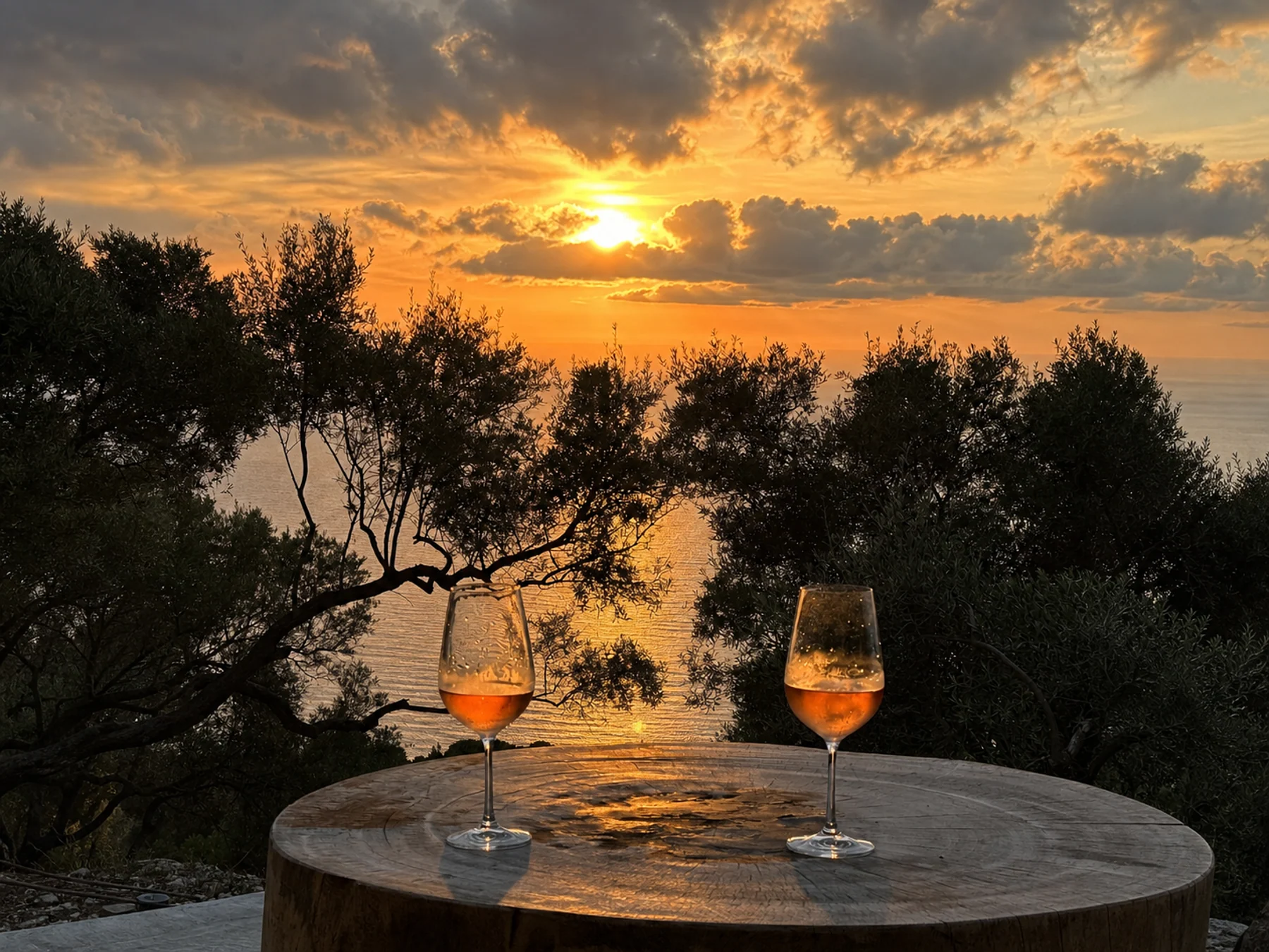 Romantic sunset over the Ionian Sea in Lefkada