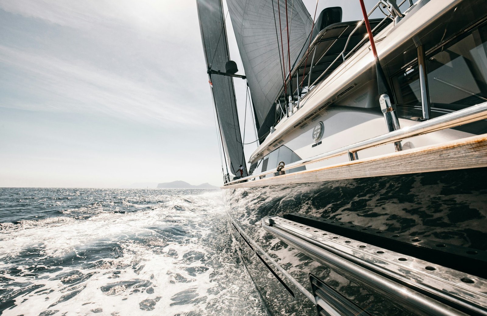 Luxury sailing yacht cruising through the Ionian Sea