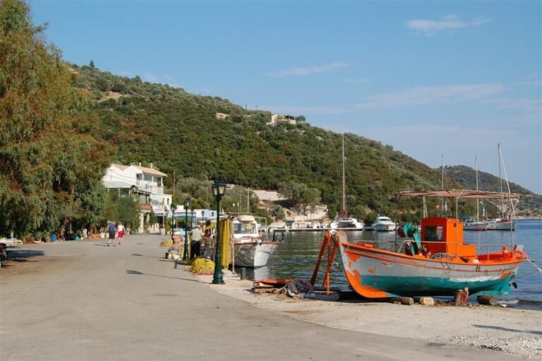 Small boats beside the quay at Sivota on Lefkada